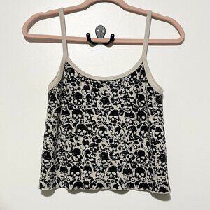 Brandy Melville Womens Y2K Cropped Skull Tank XS/S Grunge Streetwear Punk Emo